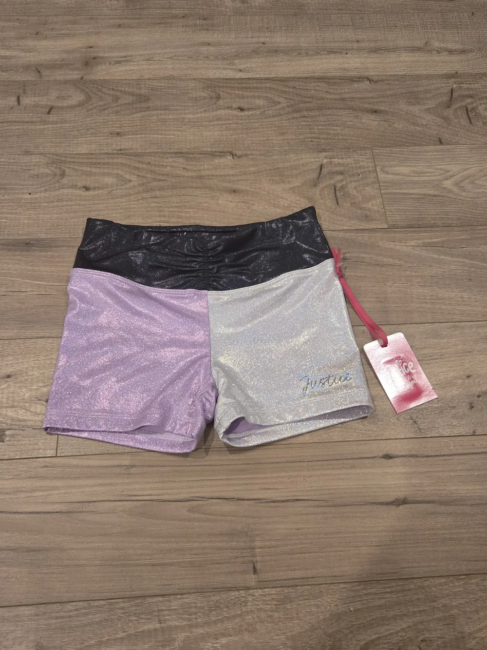 NWT Justice Girls Metallic Cinch Waistband Shorts multi size avail S, M, LG, XL